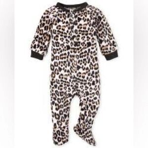 Little Me Baby Size 12 Months Vintage Fleece Leopard Print Footie Pajamas